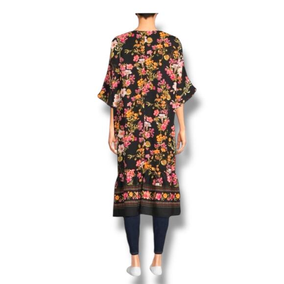 Time and Tru Women’s Oversize Longline Open Front Floral Print Kimono, L/XL - Picture 14 of 14